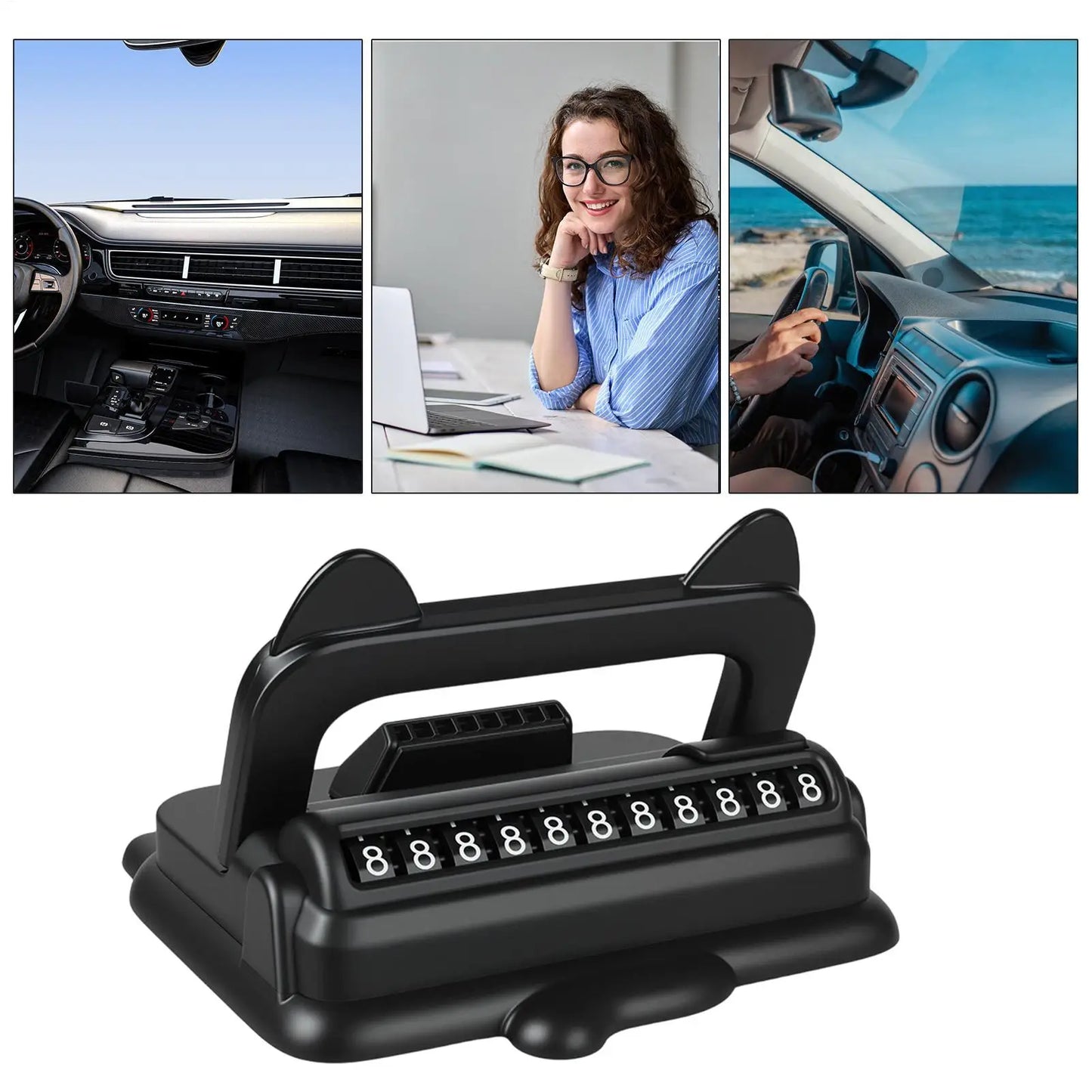 2-in-1 Parking Number Plate & Car Dashboard Phone Holder