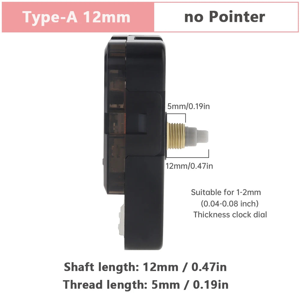 Wall Clock Mechanism Silent Quartz Movement Machine Wall Hands Silent Sweeping Second Movement with Pointer DIY, Repair Tools Peaceful Pleasures Health and Wellness Tpye-A 13mm China Mainland
