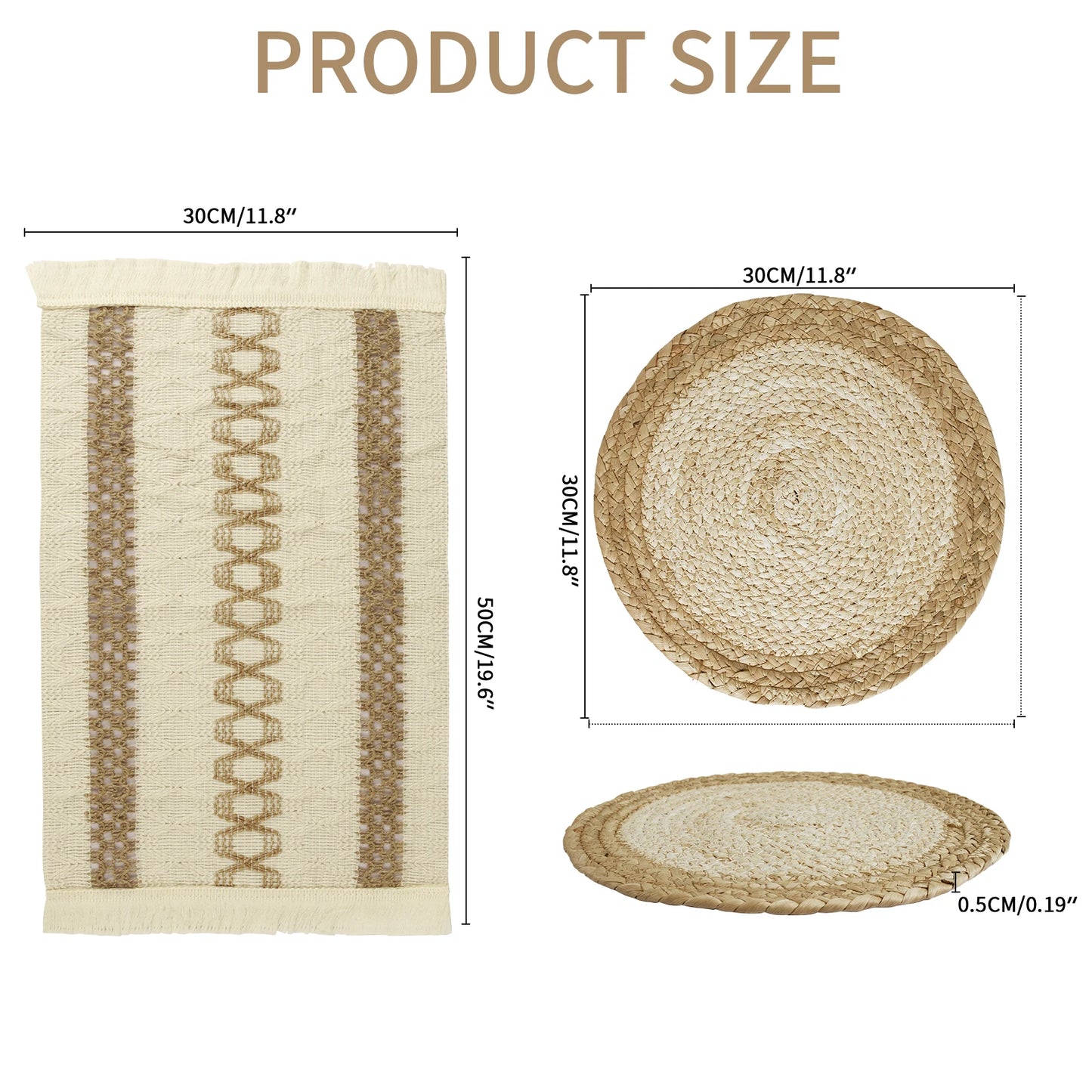 Boho Dining Table Mats Set of 6 Woven Placemats for Family Dinner Kitchen Table Decor Natural Round Eco-Friendly Placemats Peaceful Pleasures Health and Wellness