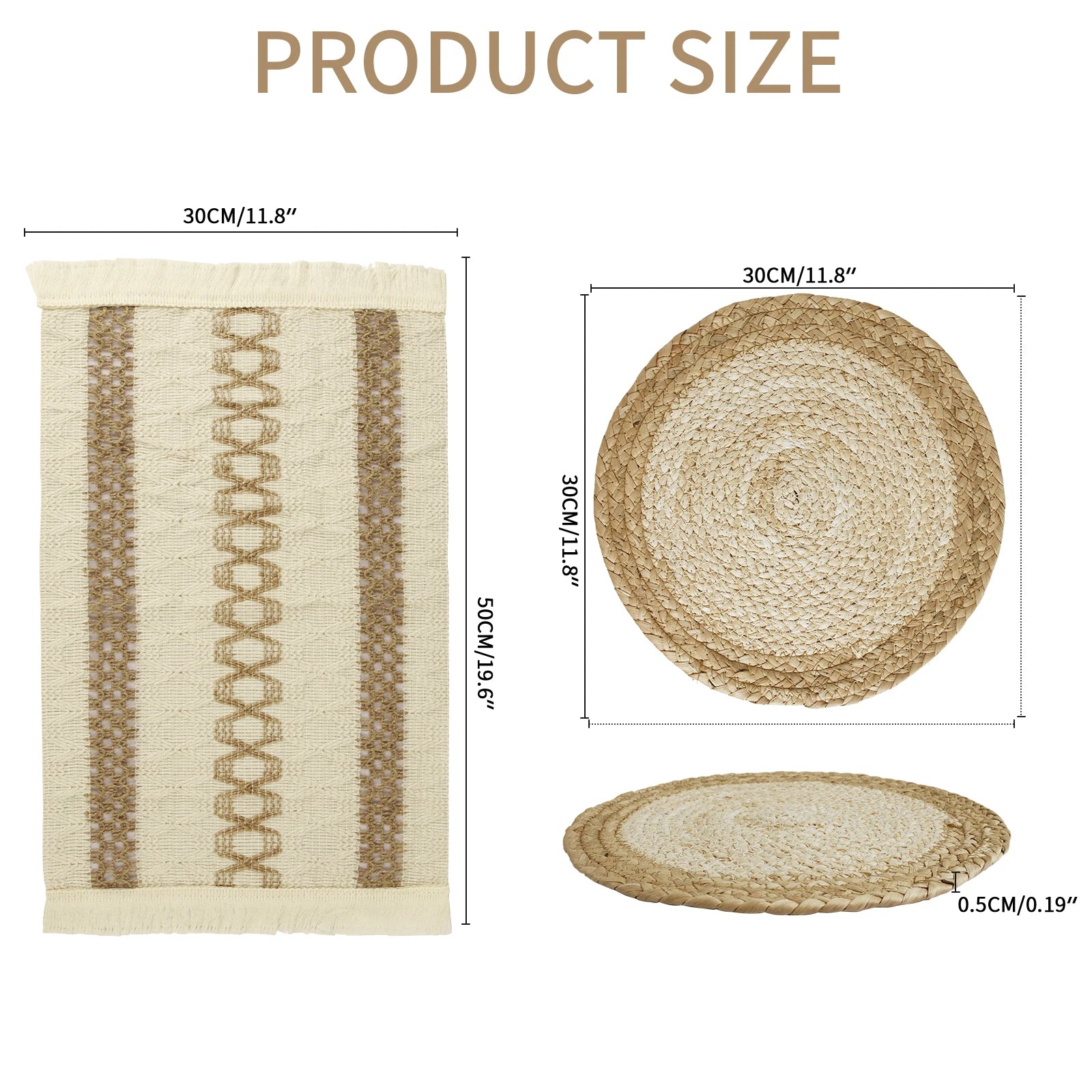Boho Dining Table Mats Set of 6 Woven Placemats for Family Dinner Kitchen Table Decor Natural Round Eco-Friendly Placemats Peaceful Pleasures Health and Wellness