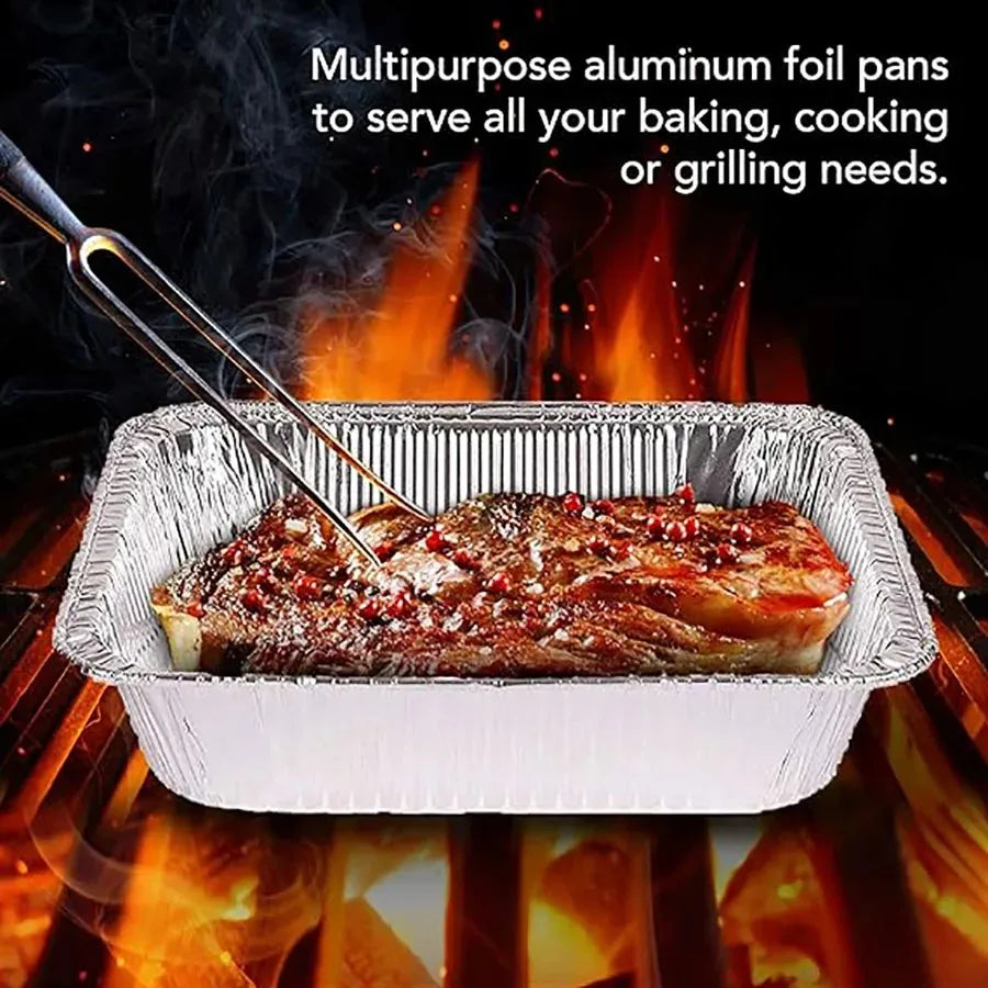 50pcs disposable aluminium foil, various sizes, tin pans are perfect for cooking, heating, storing and preparing food. Peaceful Pleasures Health and Wellness