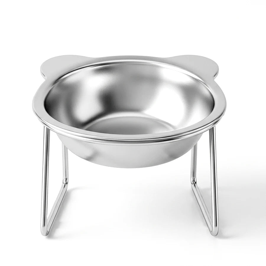 Raised Cat Bowls Tilted Neck Guard Cat Food Bowl 304 Stainless Steel Shatter-resistant Elevated 15° Pet Supplies for Puppy Cat Peaceful Pleasures Health and Wellness