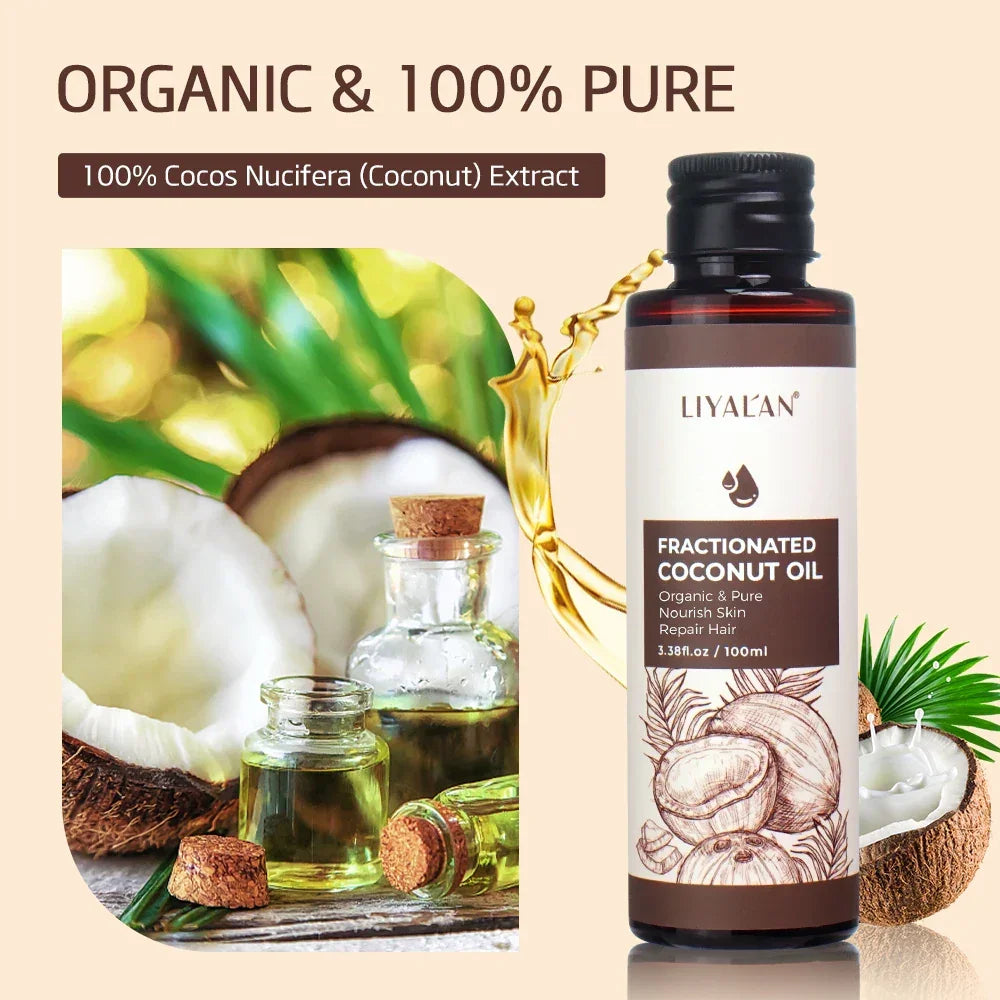 LIYALAN Fractionated Coconut Oil – Organic Carrier Oil 100ml Peaceful Pleasures Health and Wellness