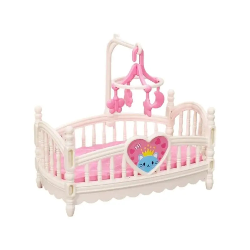 1:12 Miniature Dollhouse Crib | Realistic Nursery Furniture Pink