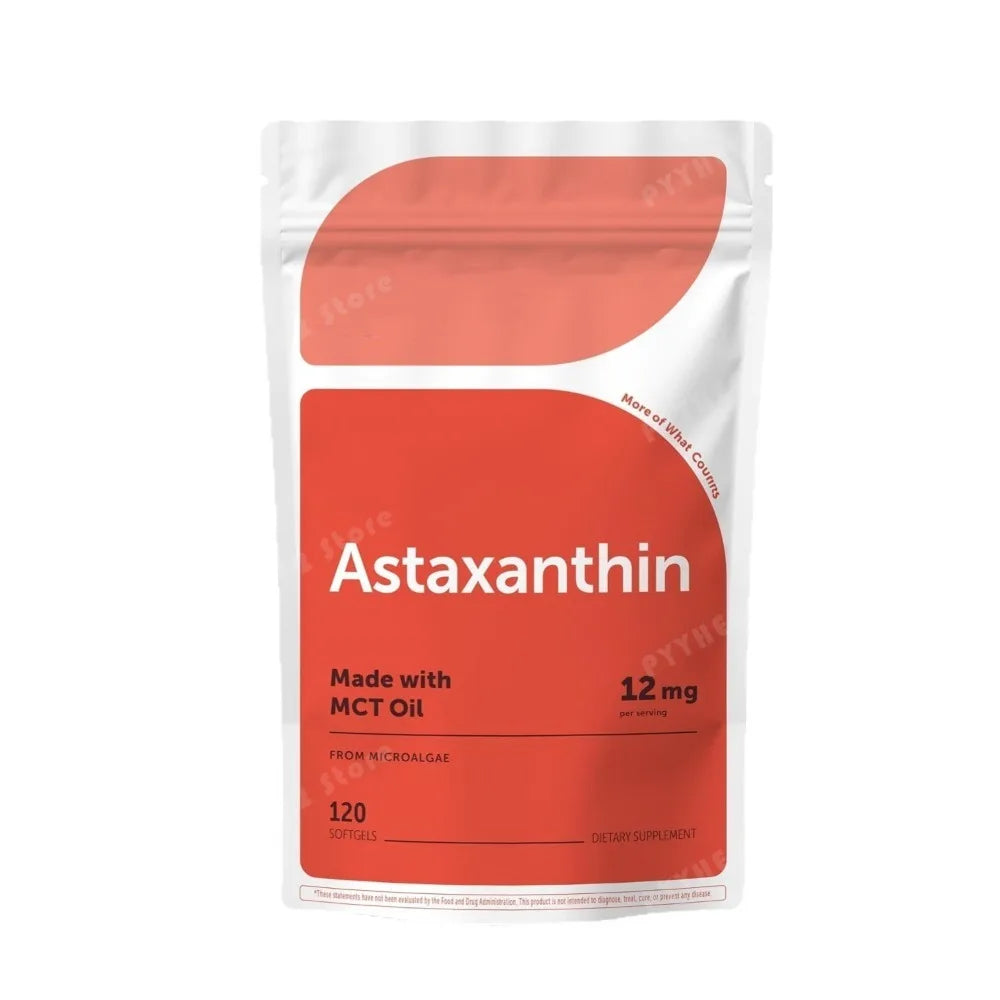 Astaxanthin 12mg 120 Softgels | Microalgae MCT Oil Non-GMO