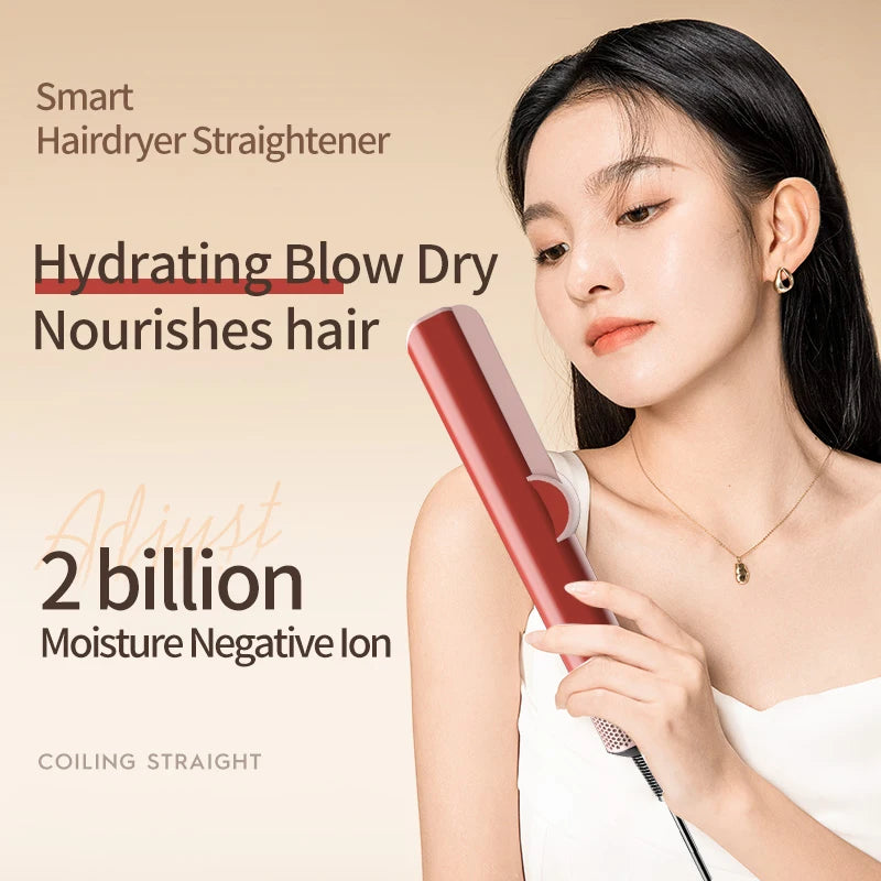 2-in-1 Hair Straightener & Dryer Flat Iron | Negative Ion HOMEFISH