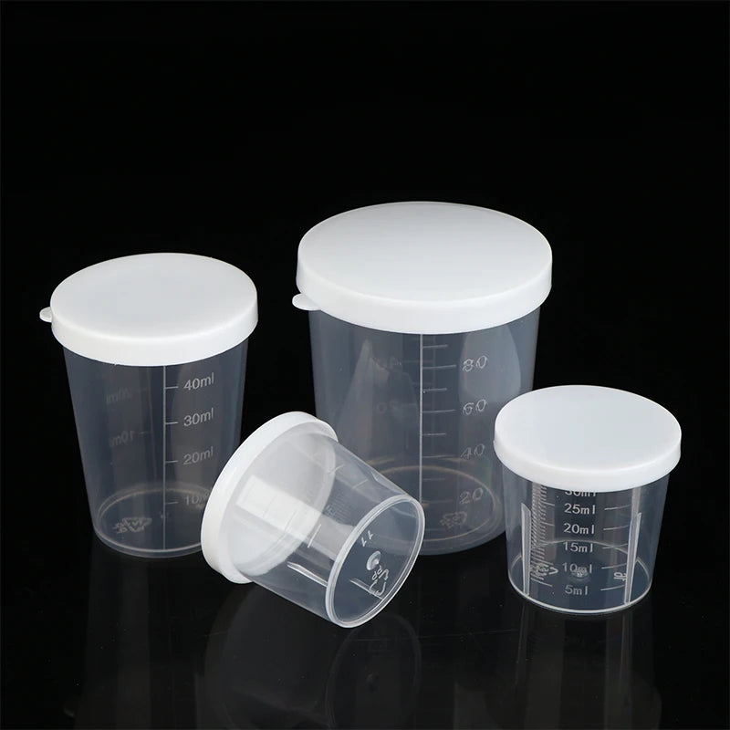 10Pcs 20ml;30ml;50ml,100ml Clear Liquid Pill Measuring Cups With Lids Travel Pill Organizer Cup Container For Liquid Medicine Peaceful Pleasures Health and Wellness