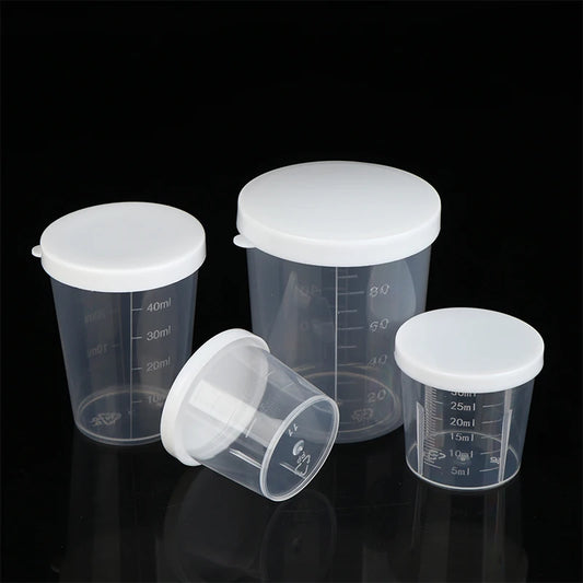 10Pcs 20ml;30ml;50ml,100ml Clear Liquid Pill Measuring Cups With Lids Travel Pill Organizer Cup Container For Liquid Medicine Peaceful Pleasures Health and Wellness