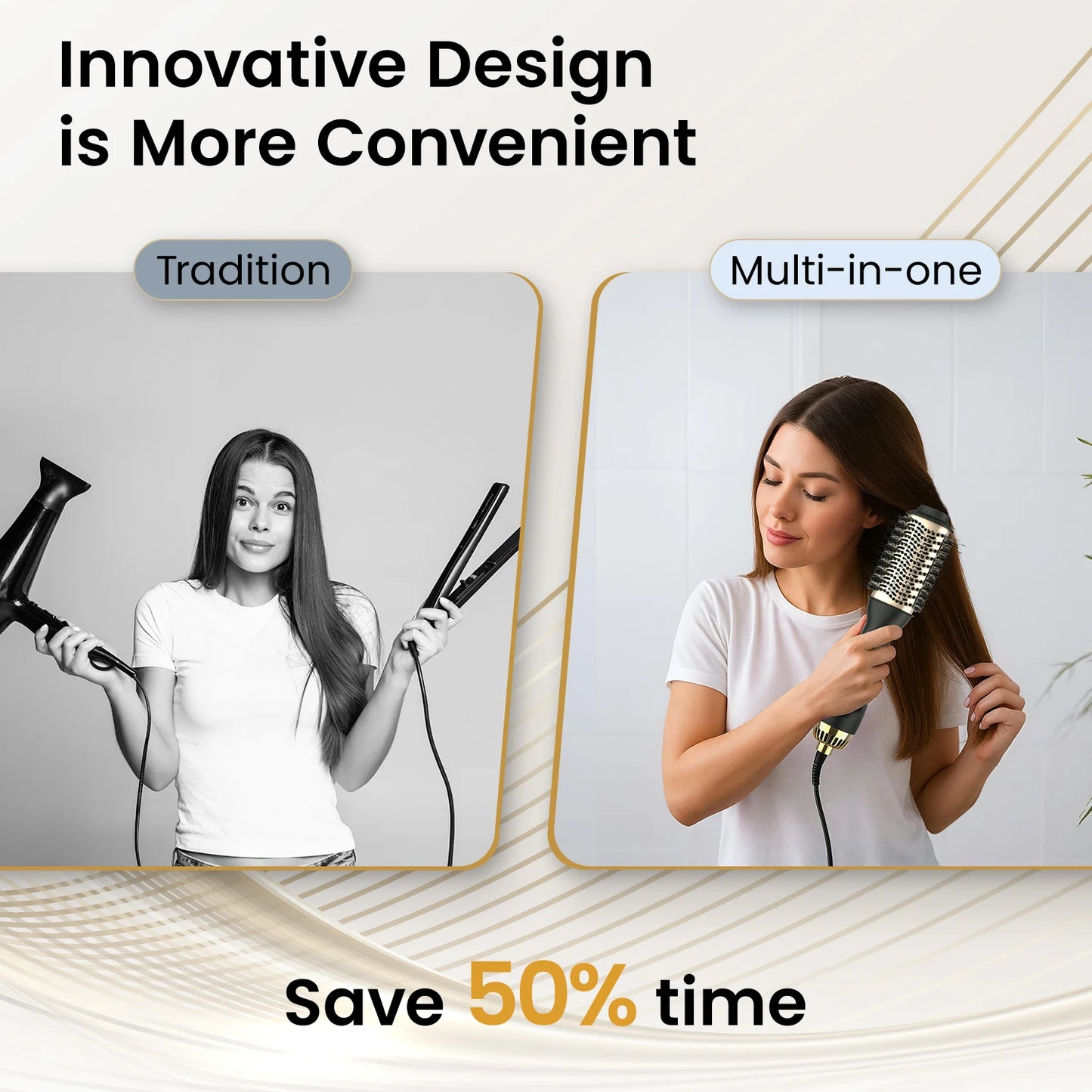 LISAPRO One-Step Hot Air Brush&Volumizer PLUS 2.0 Hair Dryer and Hair Styler New Black Golden Hair Curler Brush Peaceful Pleasures Health and Wellness