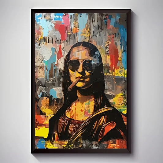 Watercolor Canvas Painting Graffiti Funny Posters Wall Art Picture Living Room Home Decor Gifts Interesting Mona Lisa Creative Peaceful Pleasures Health and Wellness T80360-01 30x40cm Unframed
