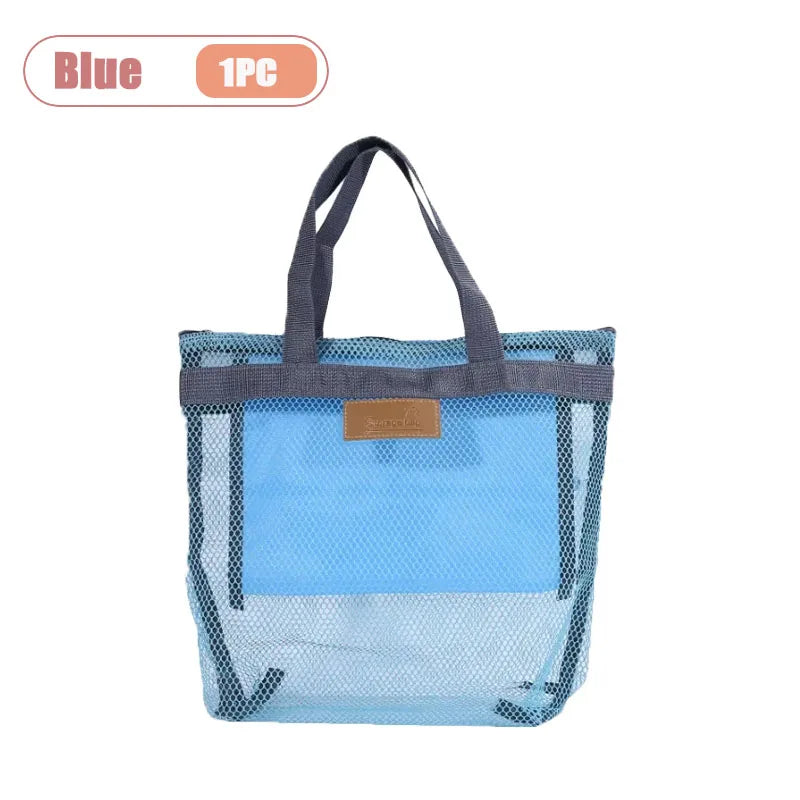 Travel Beach Tote Bag with Mesh Pockets – Swim & Gym Organizer