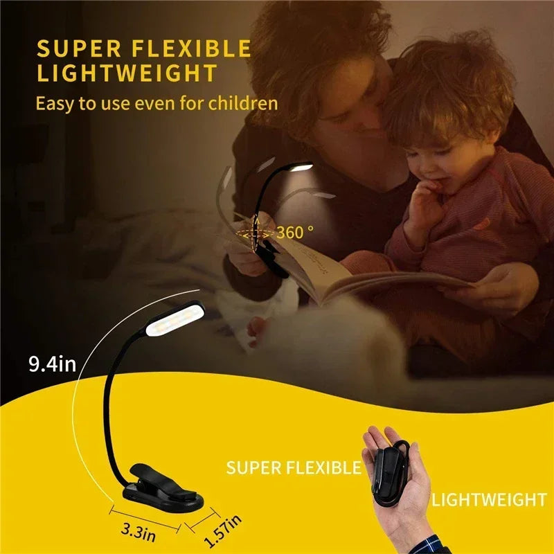Rechargeable Clip-On LED Book Light | 7 LEDs, 3 Modes