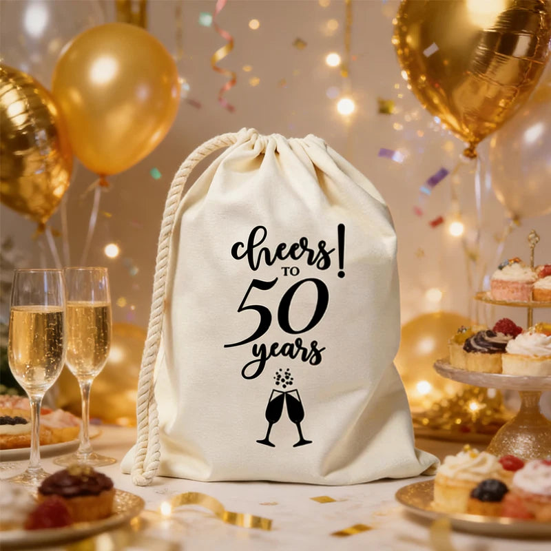Cheers to 50 Years Favor Bags – 5-Pack Birthday Party Gift Bags