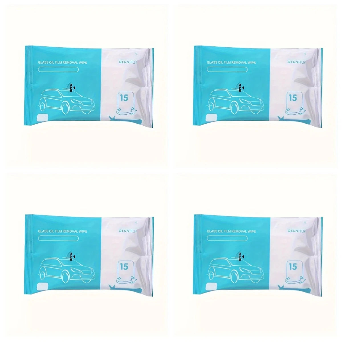 Car Glass Clean Wet Wipes Window Degreasing Film Wet Wipes Automobile Cleaning Tools Disposable Car Glass Clean Wet Wipes Peaceful Pleasures Health and Wellness 4pcs