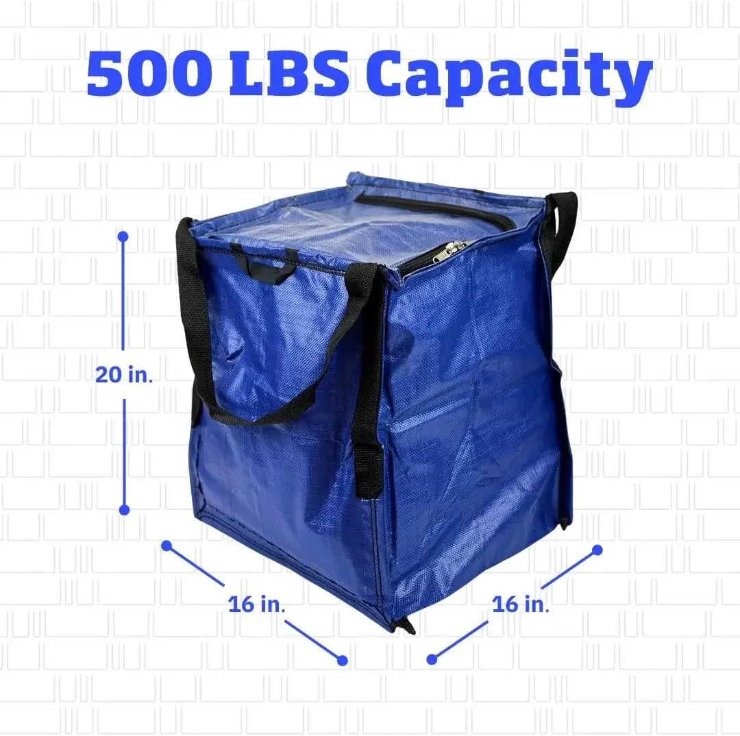 Heavy Duty Zipper Tote Bag, 22-Gallon Reusable Storage Bag, Holds 500 lbs, Self-Standing Blue Peaceful Pleasures Health and Wellness