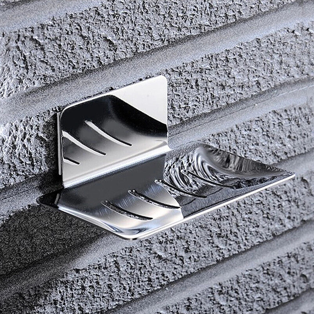 Wall Mount Stainless Steel Soap Dish Holder | Adhesive Bathroom Tray