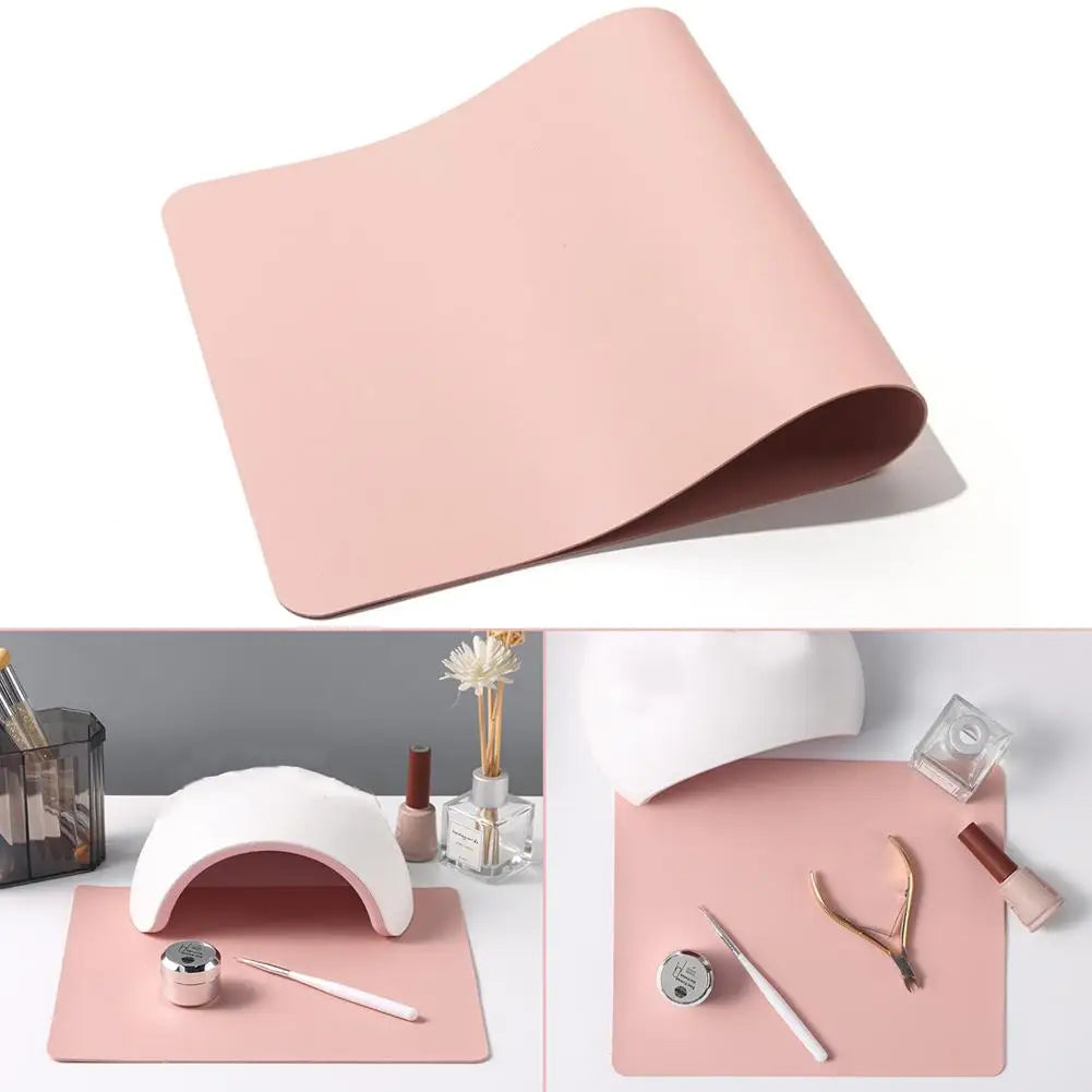 Pink Leather Nail Art Mat – Anti-Slip Armrest Cushion Pad
