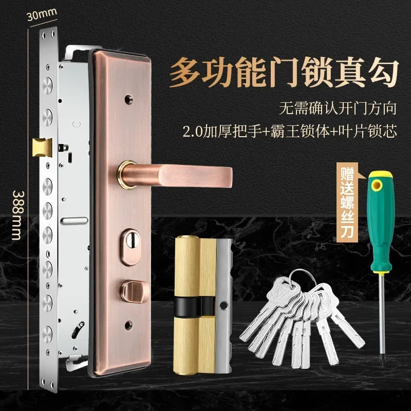 Anti-Theft Door Lock Set – Stainless Steel Handle & Keys