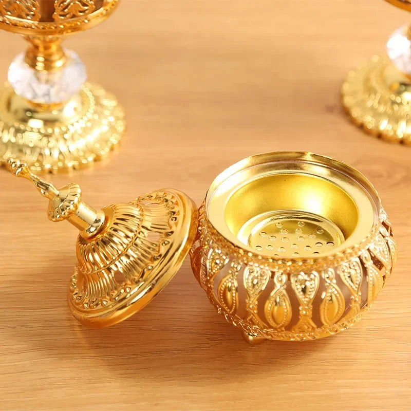 Creative Hollow tower incense burner Arabic style Incense Burner For Home Hotel Decoration Golden Metal bakhoor Incense Holder Peaceful Pleasures Health and Wellness