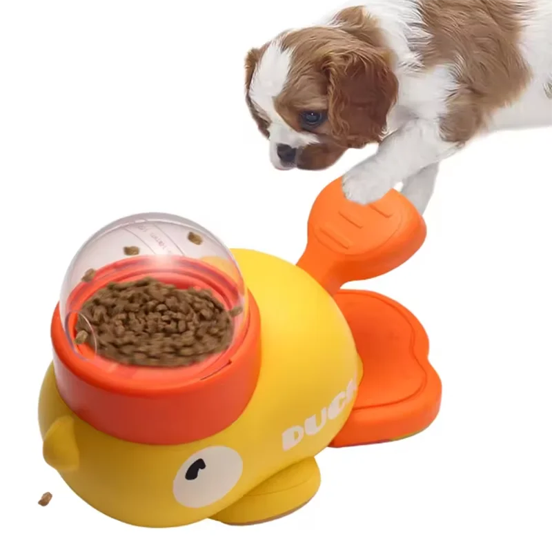 Dog Cat Pet Feeder Little Yellow Duck Interactive Puzzle Feeding