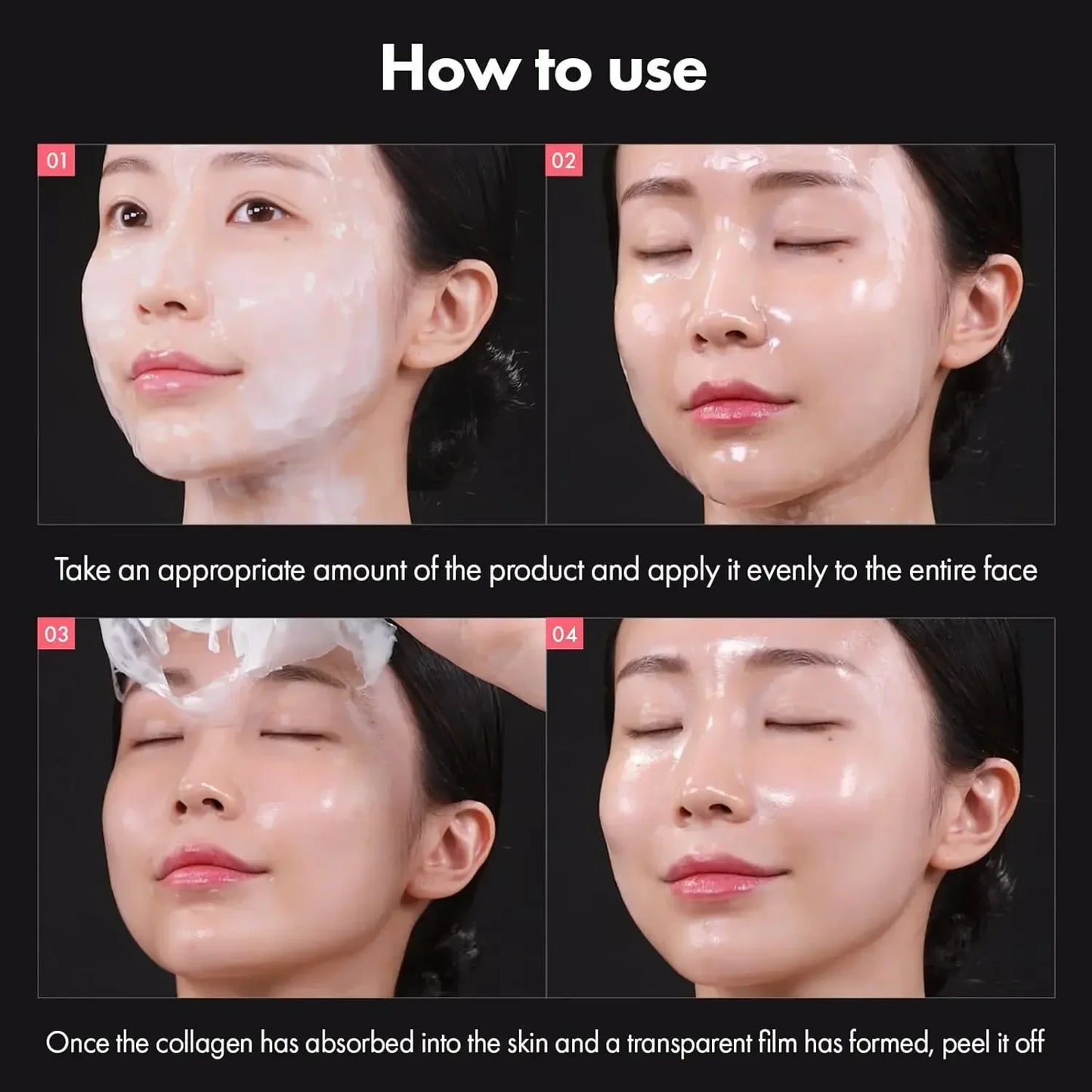 Real Collagen Fit, Collagen Wrapping Mask, Collagen 670,000ppm, Peel Off Facial Mask for elasticity, Hydrating, Glow, Glass Skin Peaceful Pleasures Health and Wellness