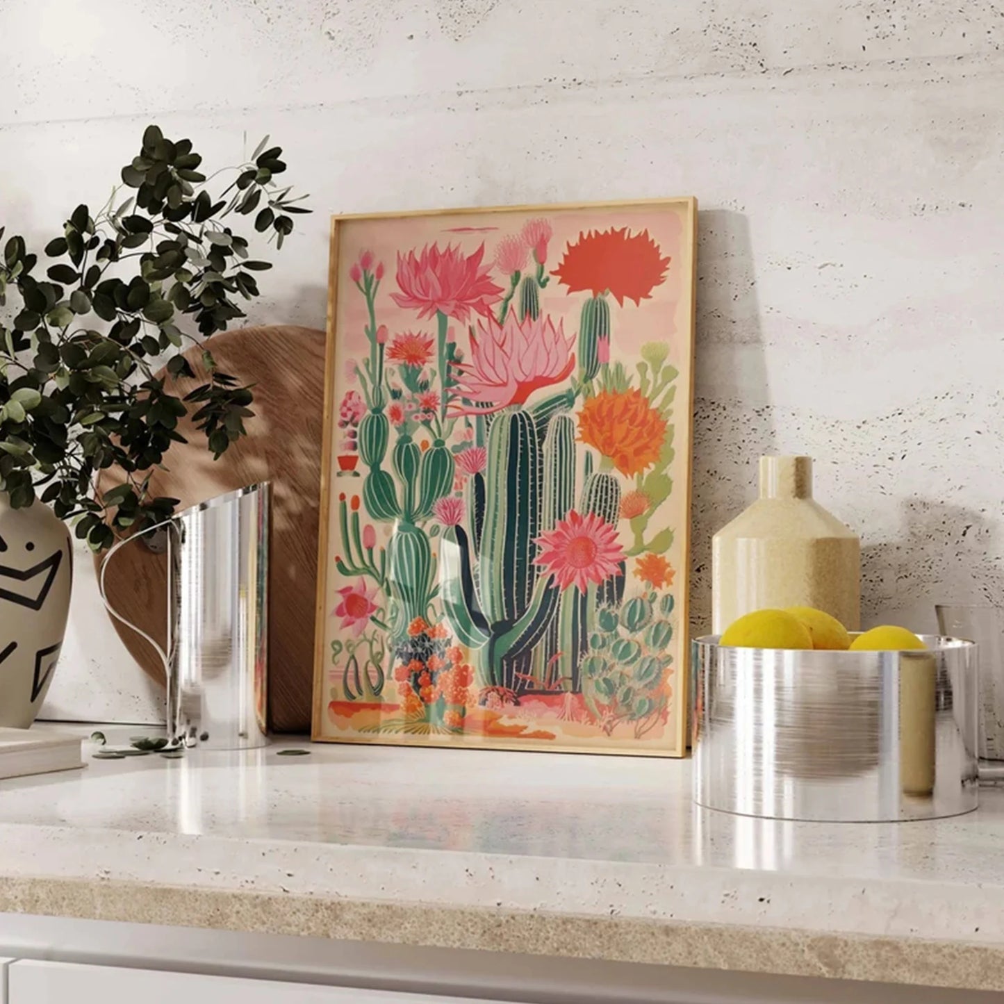 Colorful Mexican Cactus Canvas Wall Art Print | Home Decor