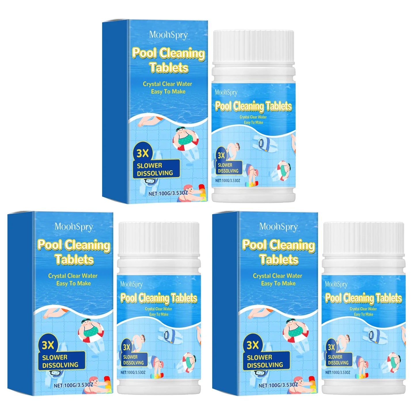 Pool Cleaning Tablets – Chlorine, Algaecide & Clarifier | All Pools
