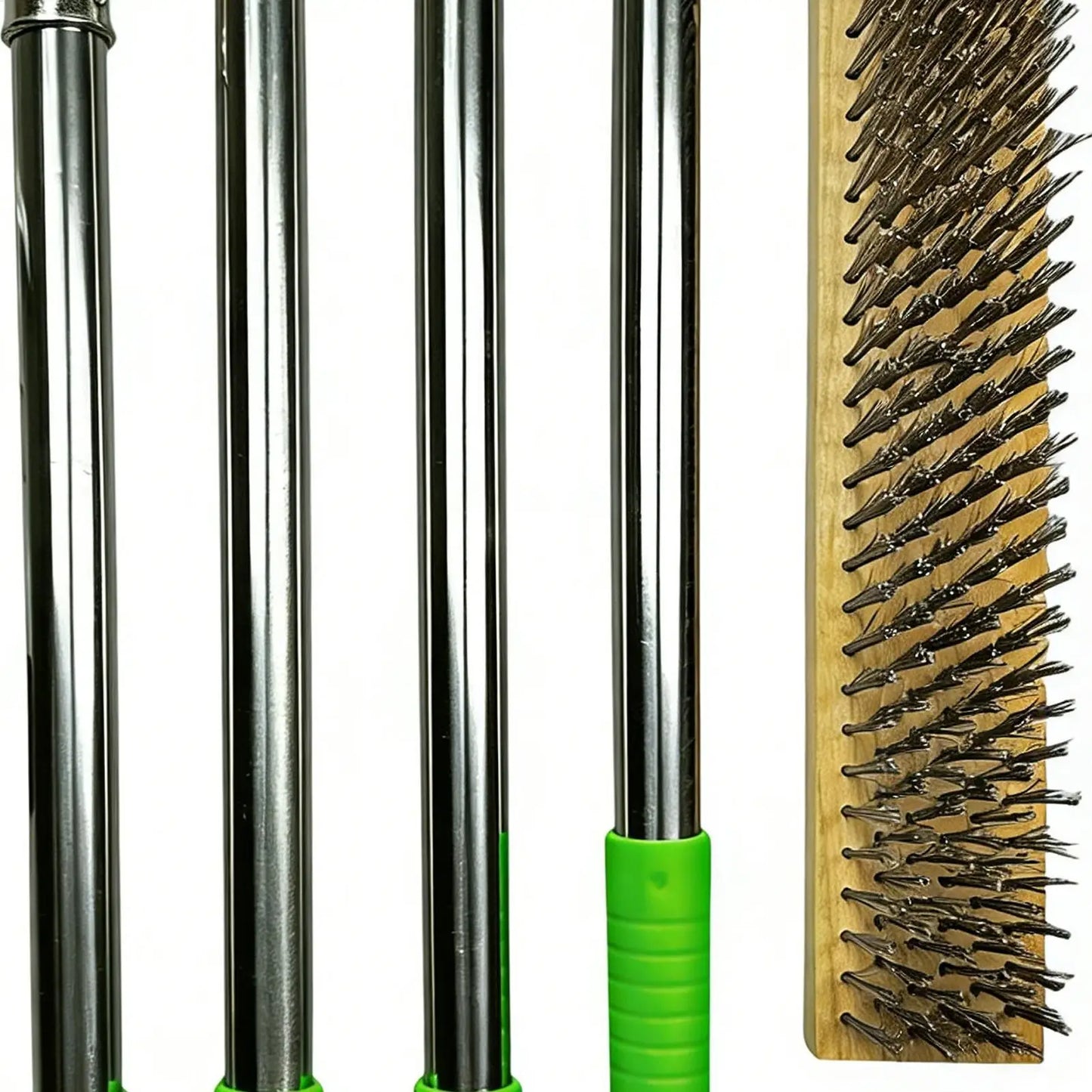 Heavy Duty Stainless Steel Wire Deck Brush – 62" Telescopic Pole Floor Scrub Brush Peaceful Pleasures Health and Wellness