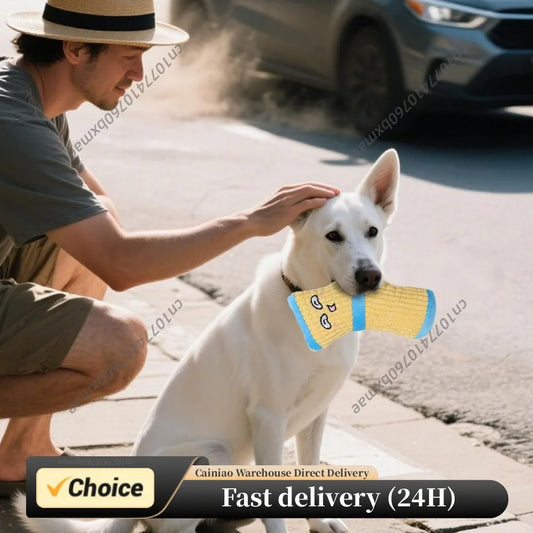 Plush Heavy Duty Dog Toy Cute Sock Shape Dog Toys Resistant Expression Dog Bite Toy Stress Management for Teething Breed Peaceful Pleasures Health and Wellness