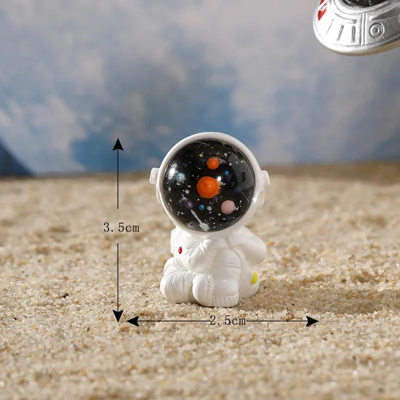 1pc Planet Astronaut and Bunny Rabbit Creative Cartoon Figure Ornament Miniature Resin Craft DIY Accessories Decoration лягушки Peaceful Pleasures Health and Wellness 4