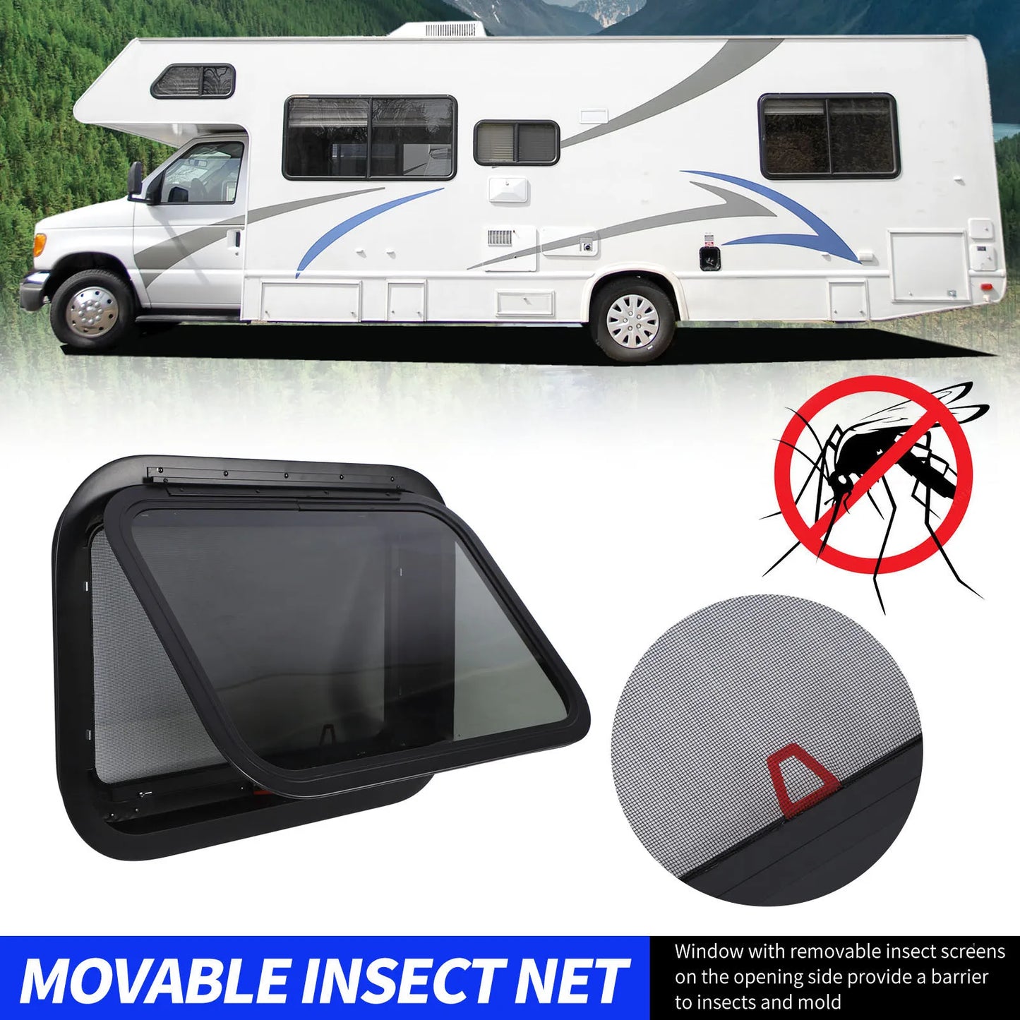 RV Emergency Exit Window 22x15in | UV Tinted Tempered Glass