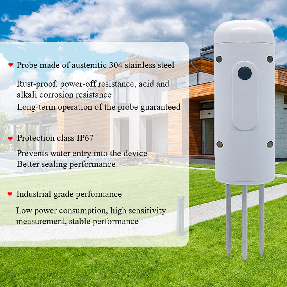 Tuya Zigbee Wireless Soil Intelligent Temperature Humidity Tester Mobilephone APP Real Time IP67 for Garden Farmland Planting Peaceful Pleasures Health and Wellness