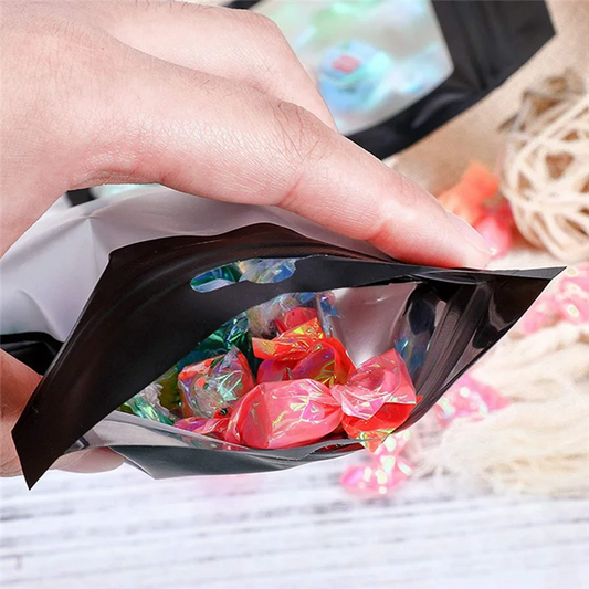 A36T-600 Pieces Resealable Food Storage Bags With Clear Window Coffee Beans Packaging Pouch (Black, 2.4 X 4 Inch) Peaceful Pleasures Health and Wellness Black