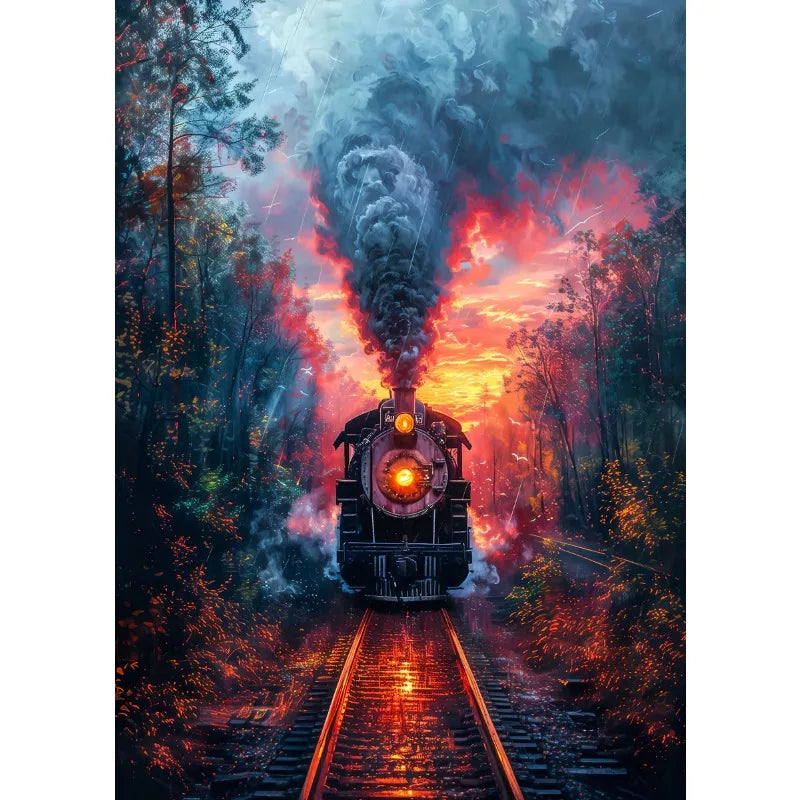 Steam Train Sunset Canvas Poster – Vintage Anime Wall Art Canvas Wall Art Peaceful Pleasures Health and Wellness 7 20x30cm Unframed