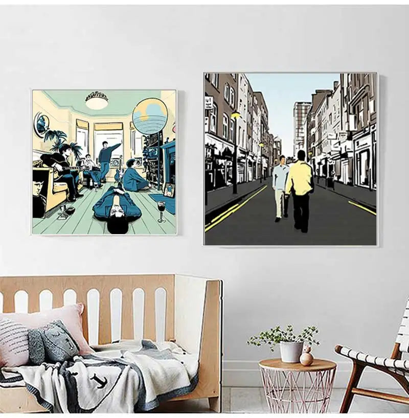 Oasis Album Canvas Poster | Britpop Manchester Music Wall Art Music Canvas Poster Peaceful Pleasures Health and Wellness