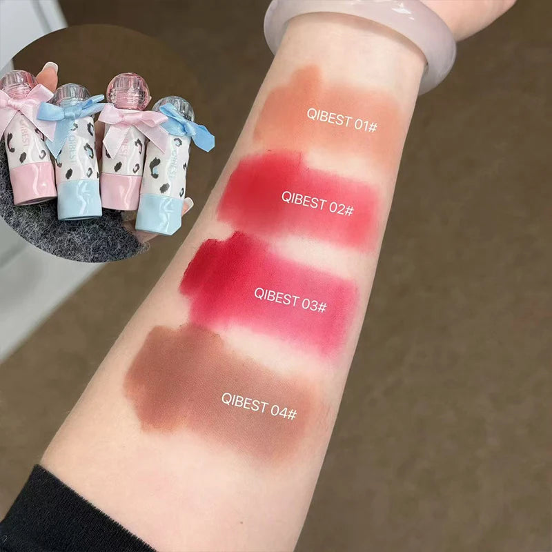 QIBEST 4 Colors Matte Lip Mud Lasting Soft Fog Brown Stain Lipgloss Waterproof Liquid Lipstick Nourishing Lip Tint Makeup Kits Peaceful Pleasures Health and Wellness