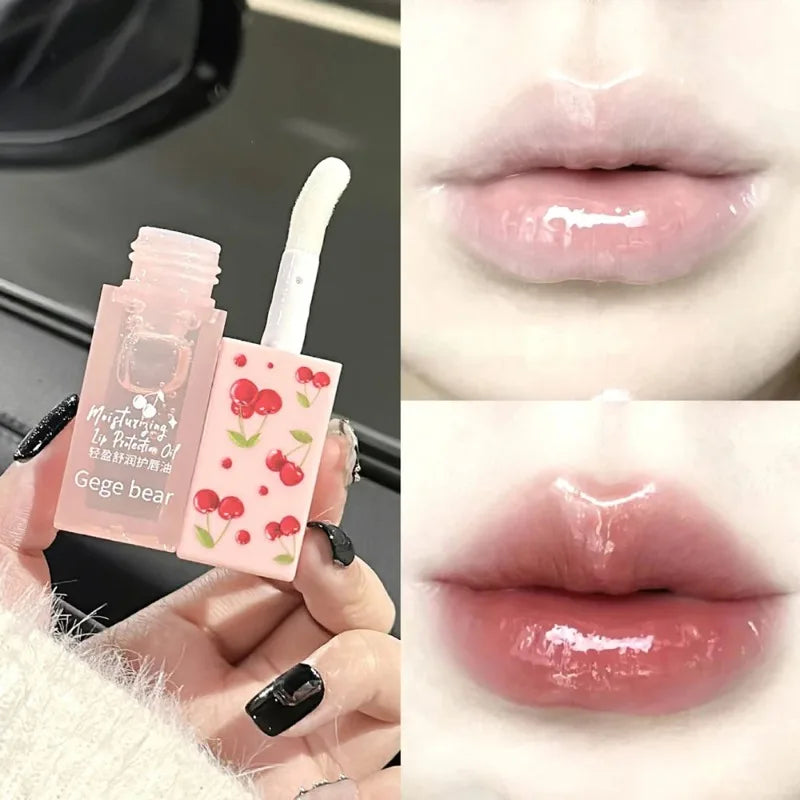 Cherry Hydrating Lip Balm and Lip Oils Set Gege Bear Light Moisturizing Soothing Nourishing and Tender Lips Care For Winter Use Peaceful Pleasures Health and Wellness