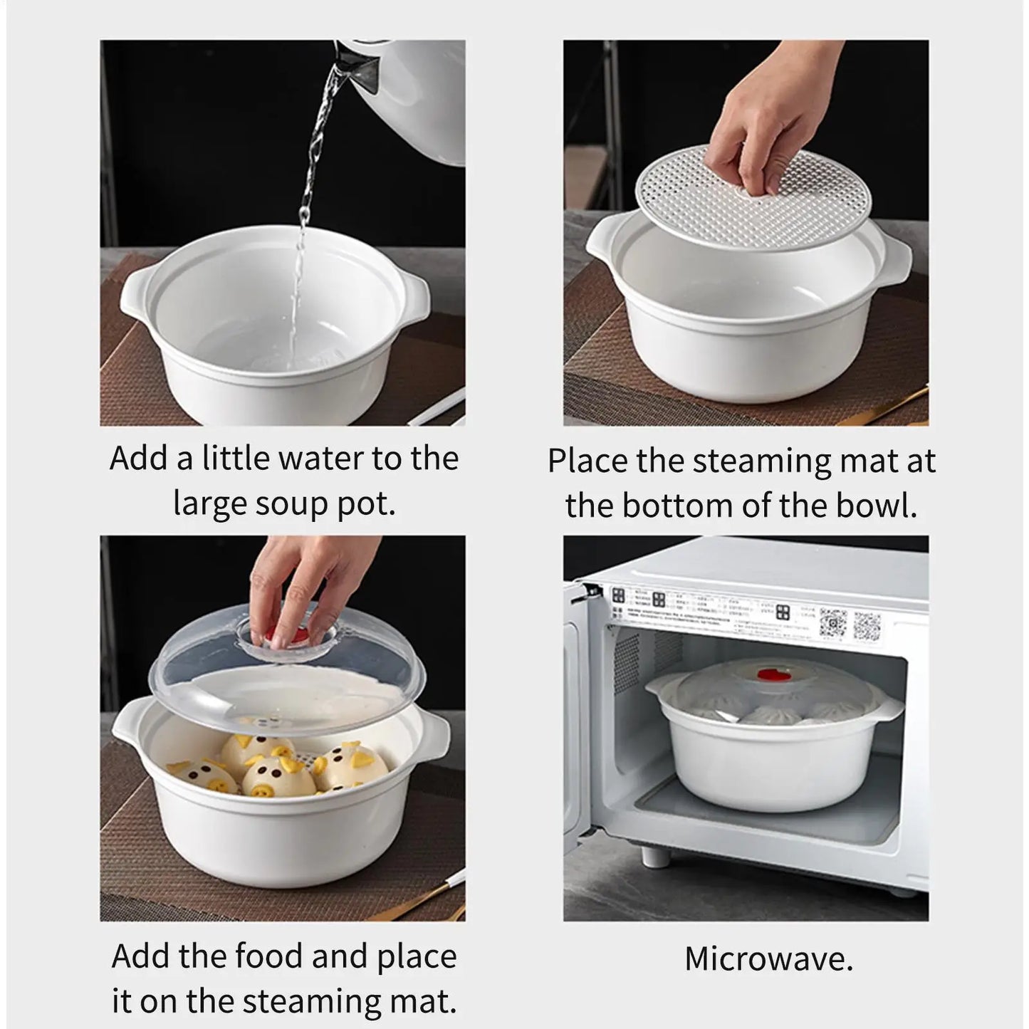 Microwave Steamer Box with Lid | Food-Grade PP, Dual Compartment