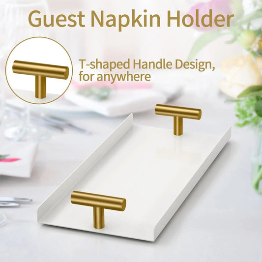 Golden T-Handle Guest Towel Holder & Napkin Tray Towel & Napkin Holder Peaceful Pleasures Health and Wellness