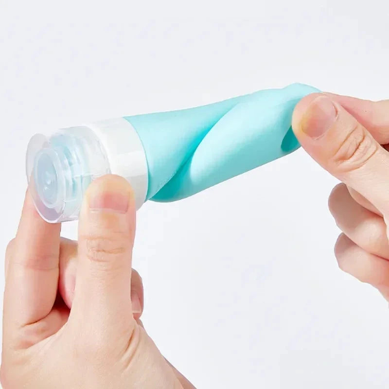 4Pcs Hangable Silicone Travel Dispenser Bottle Set Cosmetics Shampoo Shower Gel Face Wash Hand Soap Durable Peaceful Pleasures Health and Wellness
