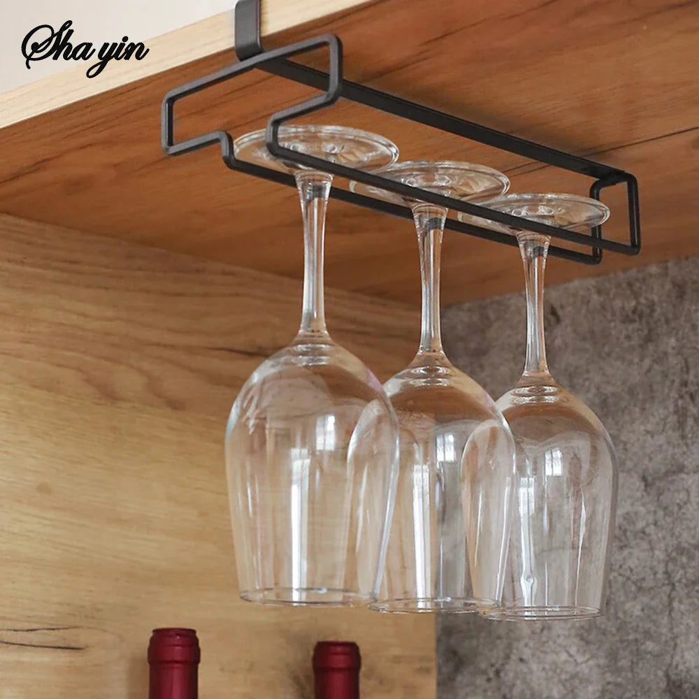 Hanging Wine Glass Rack – Wall-Mounted Iron Stemware Holder