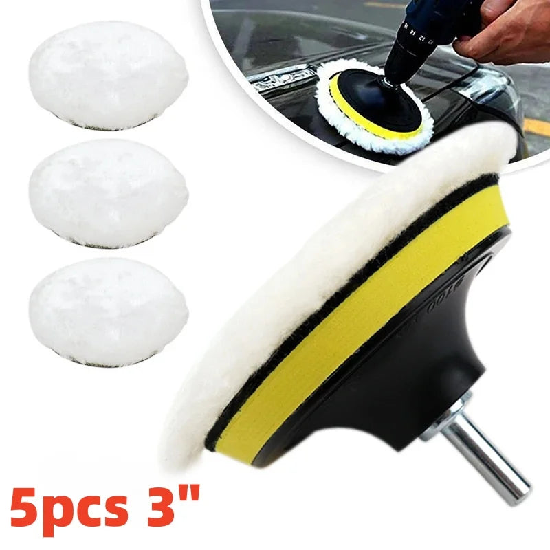5-Pack Wool Car Polishing Buffing Pads 3/5 Inch Wax Kit Peaceful Pleasures Health and Wellness 5pcs 3inches