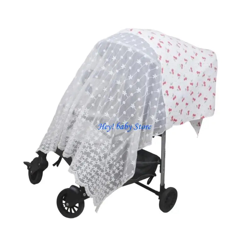Baby Stroller Full Coverage Sun Shade & Fly Net Canopy Cover