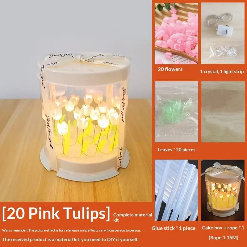 DIY Tulip Night Light Lamp – Handmade Craft Flower Decor Gift DIY Craft Night Light Peaceful Pleasures Health and Wellness Pink