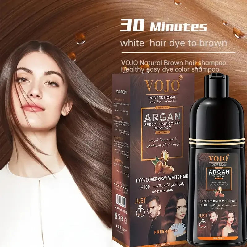 Plant-Based Hair Dye Shampoo Foam – Covers Gray, Black or Dark Brown, 500ml Peaceful Pleasures Health and Wellness