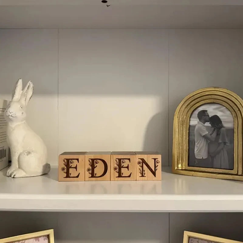 Personalized Engraved Wood Name Blocks | Baby Nursery Gift