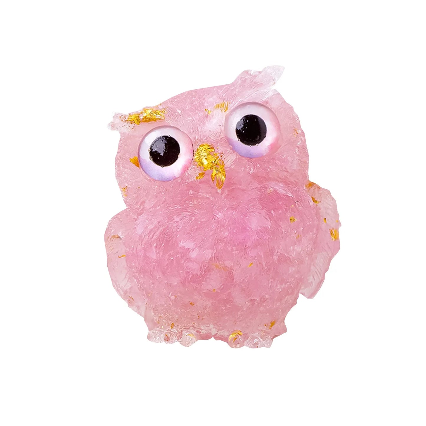 1PC Natural Owl Amethyst Rose Quartz Cute Animal Image Macadam Drip Glue Resin Owl Household Supplies Desktop Ornament Peaceful Pleasures Health and Wellness