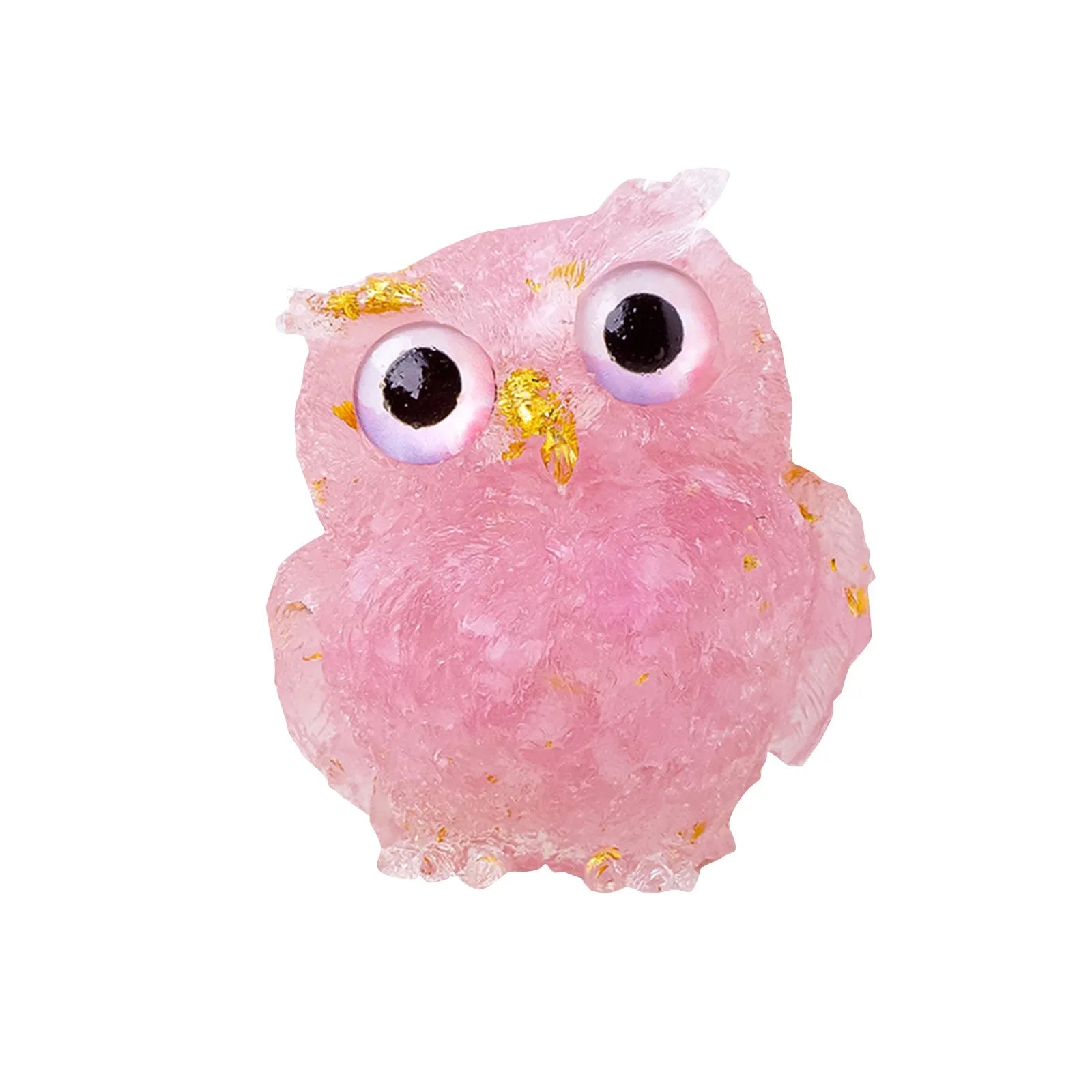 1PC Natural Owl Amethyst Rose Quartz Cute Animal Image Macadam Drip Glue Resin Owl Household Supplies Desktop Ornament Peaceful Pleasures Health and Wellness