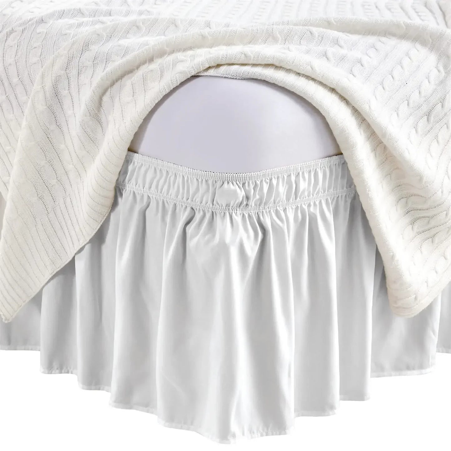 Elastic Ruffle Bed Skirt Solid Color Wrap Around Style Comfortable Fade Resistant Bed Cover Without Surface Twin Queen King Size Peaceful Pleasures Health and Wellness