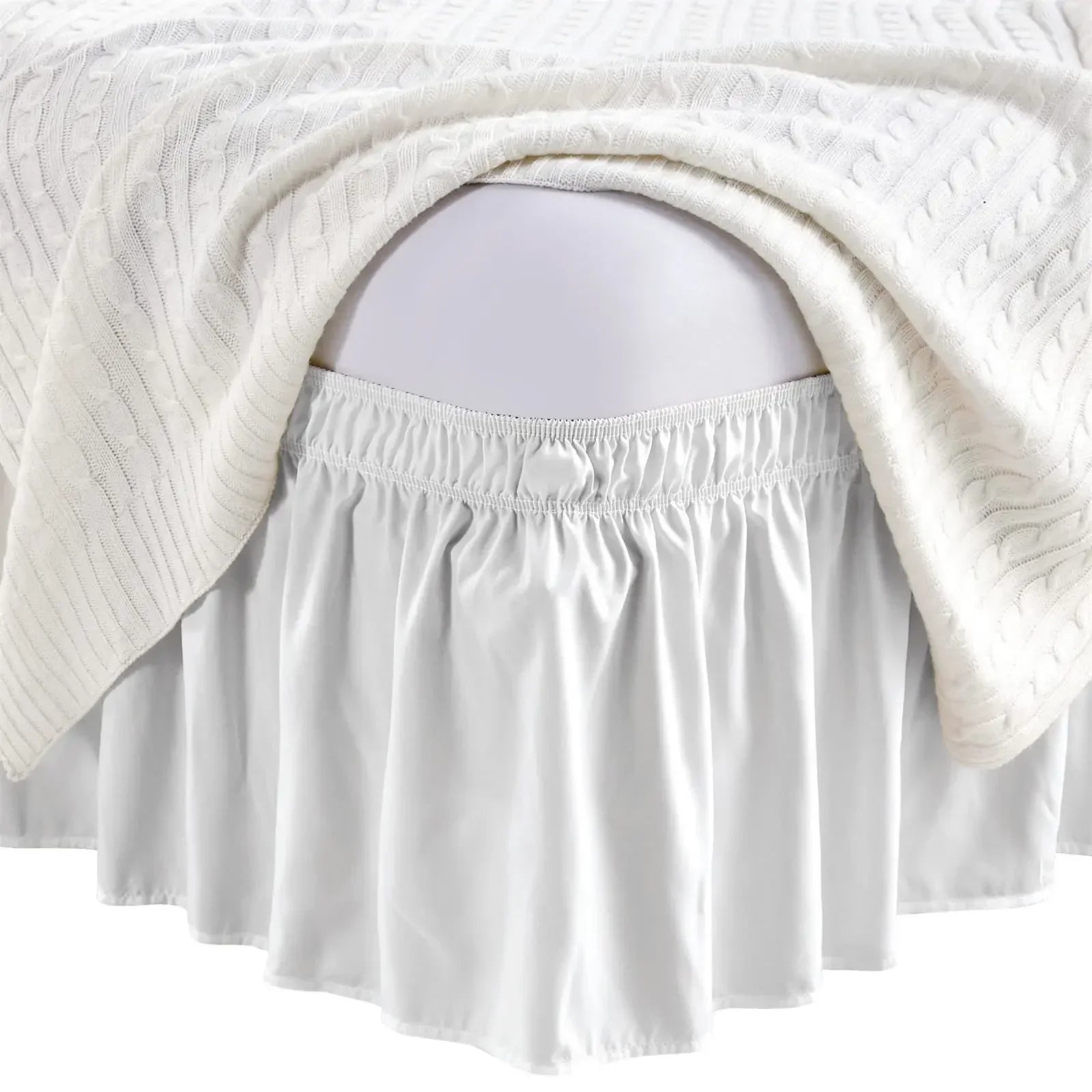 Elastic Ruffle Bed Skirt Solid Color Wrap Around Style Comfortable Fade Resistant Bed Cover Without Surface Twin Queen King Size Peaceful Pleasures Health and Wellness